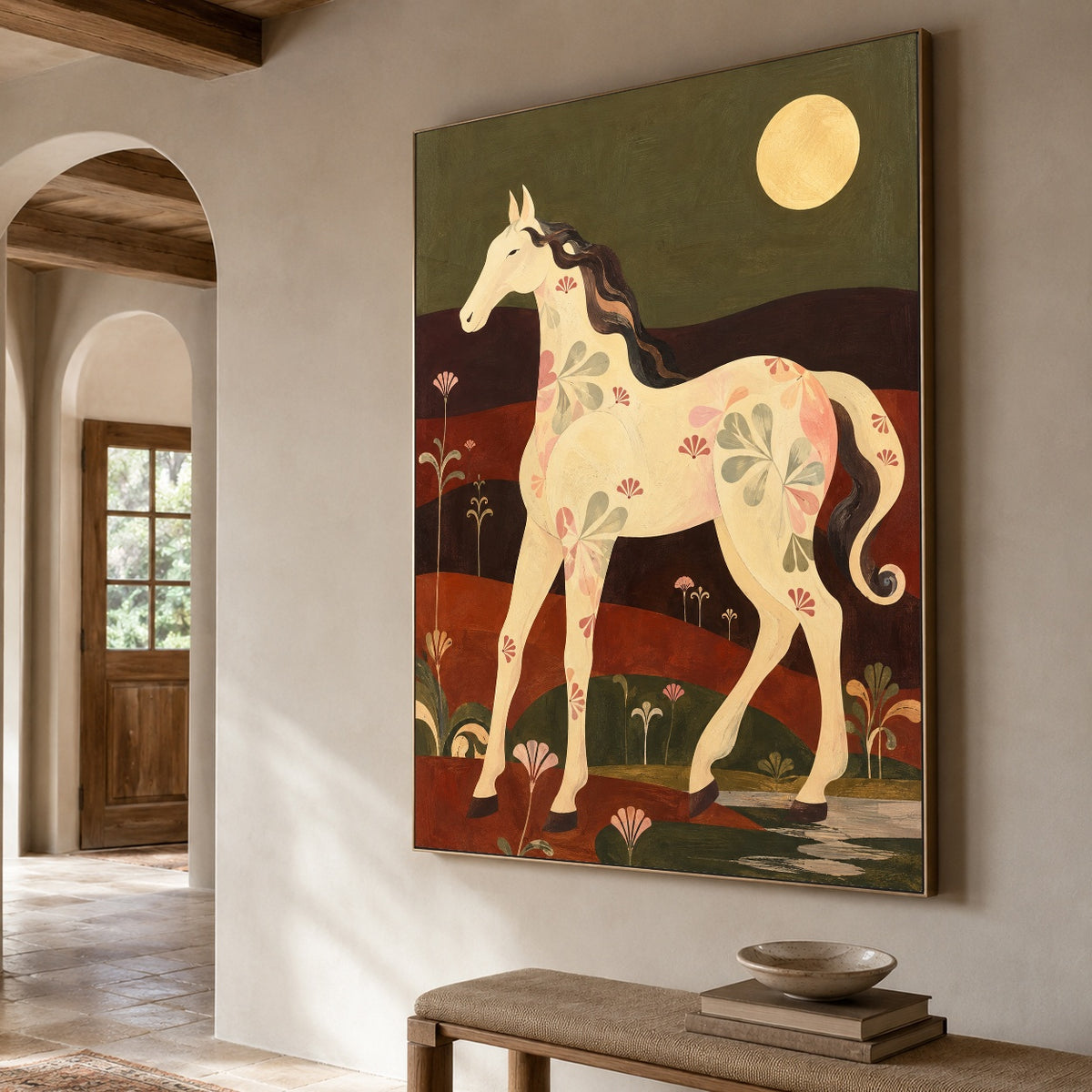 Moon Over Petal Fields — oblique side view of the artwork
