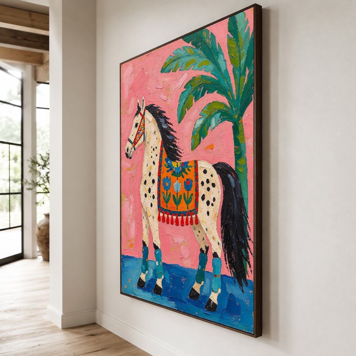 Palmshade Painted Pony — oblique side view of the artwork