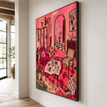 Pink Rooms and Paws — oblique side view of the artwork